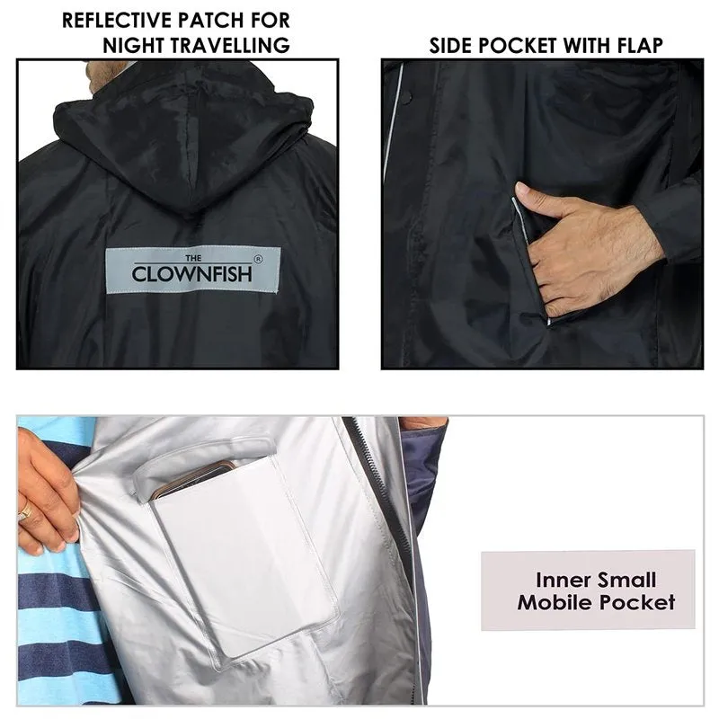 Men Raincoat - Waterproof, Reversible with Inner Pocket | XL | Black