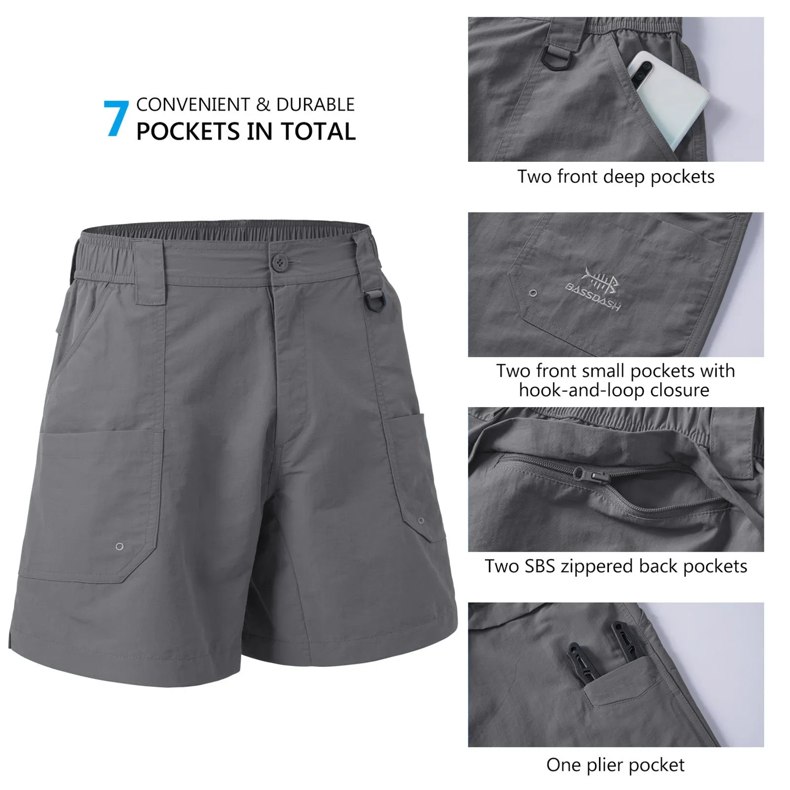 Men's 8in Quick Dry Water Resistant UPF 50  Shorts