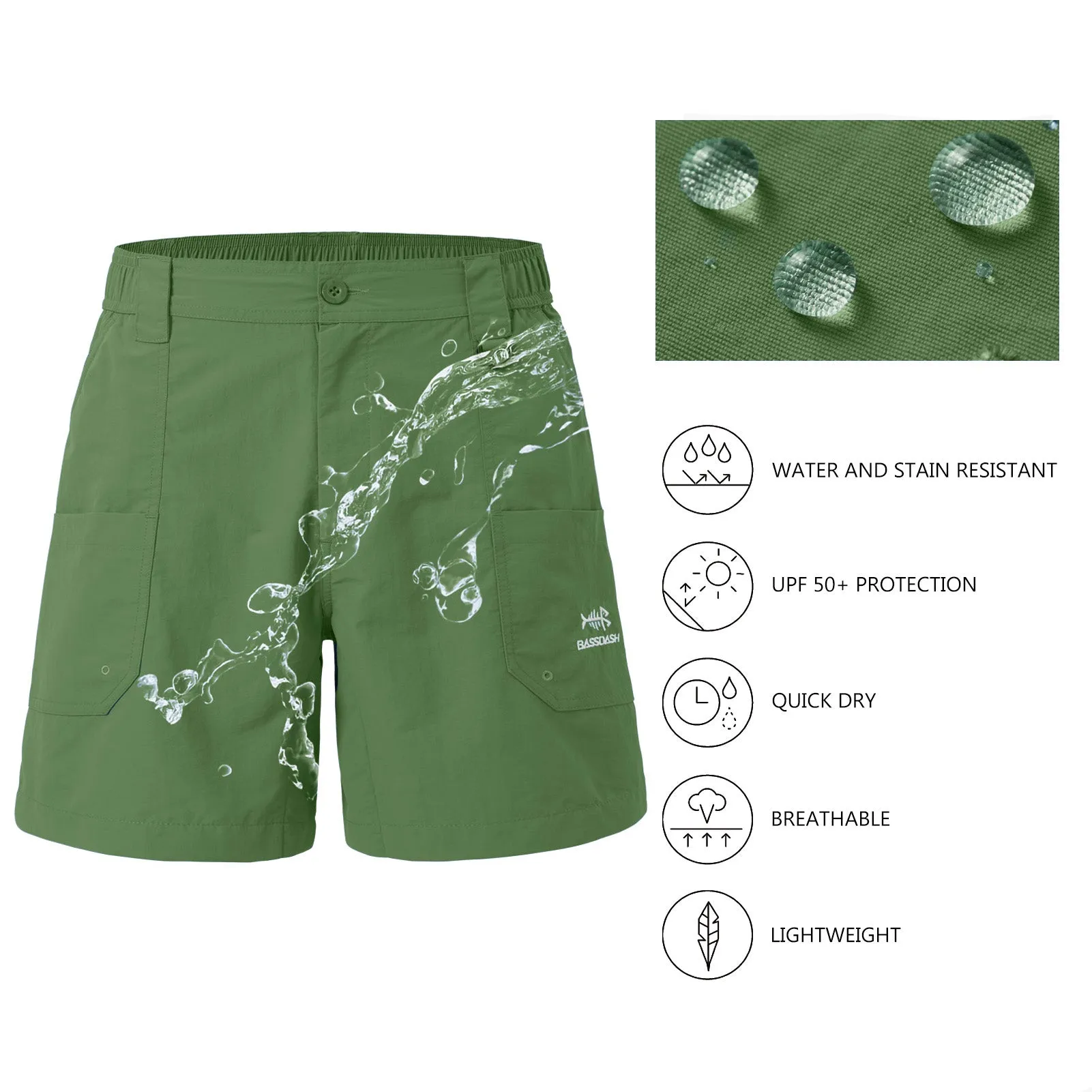 Men's 8in Quick Dry Water Resistant UPF 50  Shorts