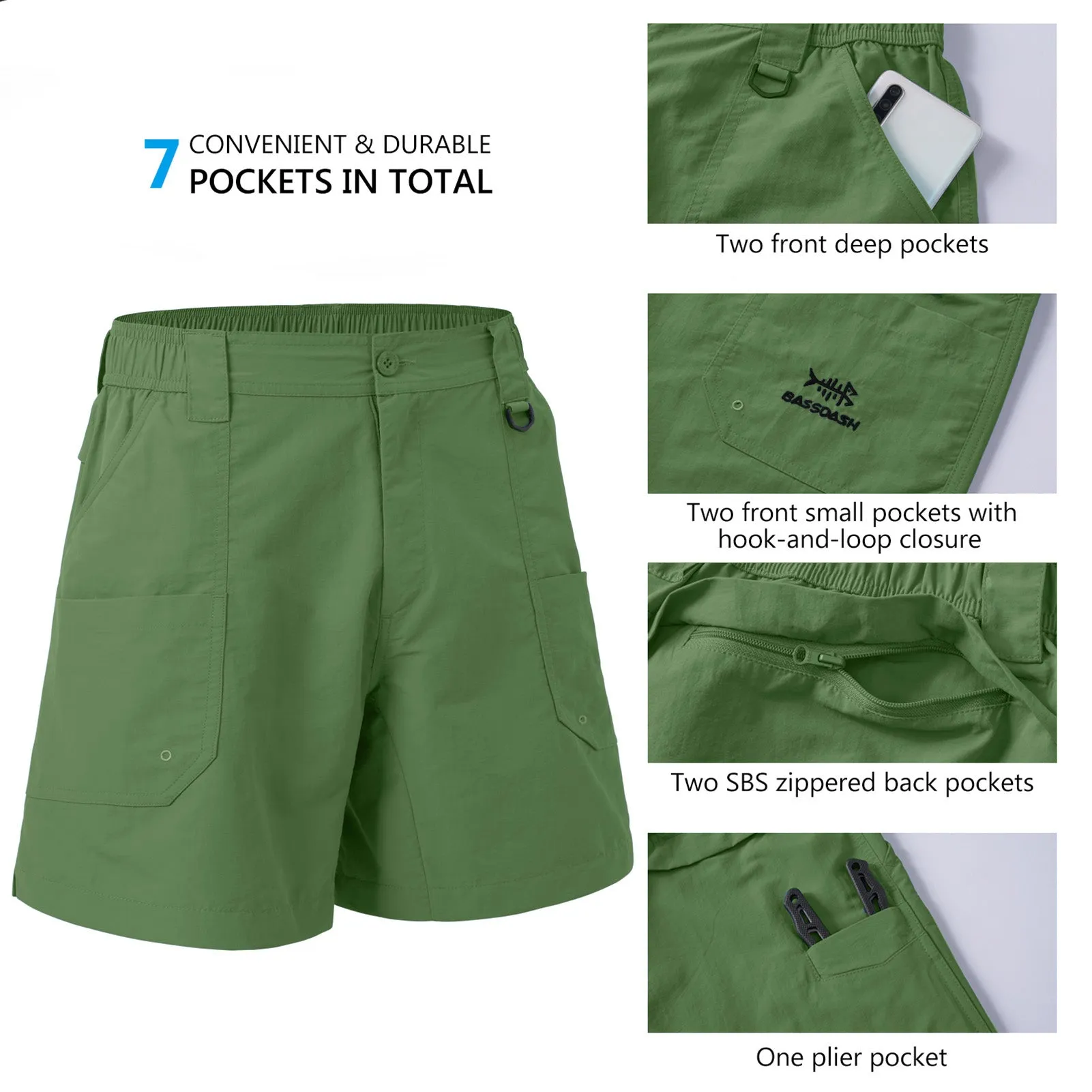 Men's 8in Quick Dry Water Resistant UPF 50  Shorts