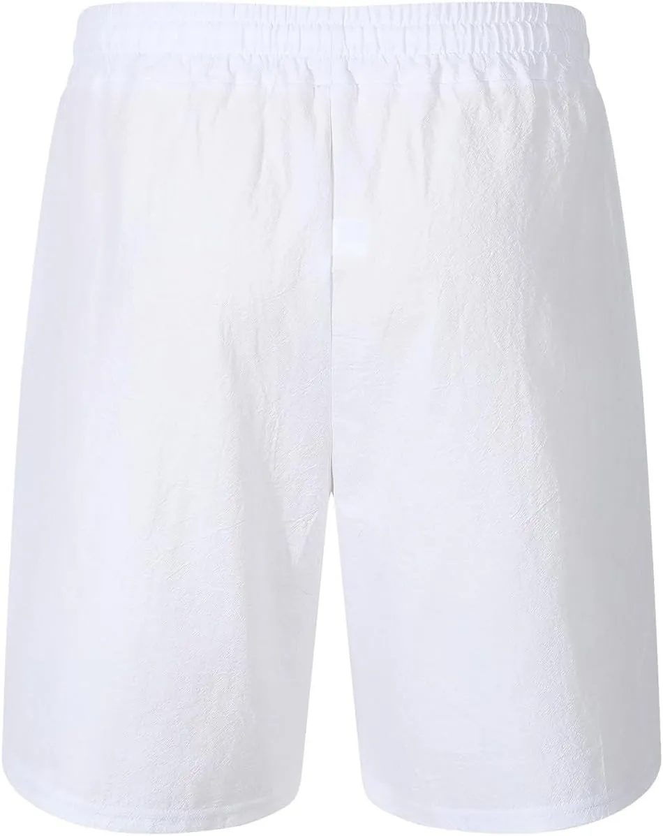 Men's Casual Shorts Summer Elastic Waist Drawstring Straight Leg Outdoor Relaxed Fit Lightweight Breathable