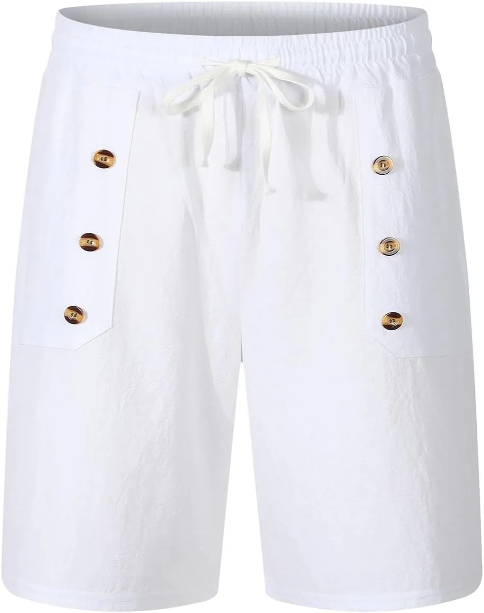 Men's Casual Shorts Summer Elastic Waist Drawstring Straight Leg Outdoor Relaxed Fit Lightweight Breathable