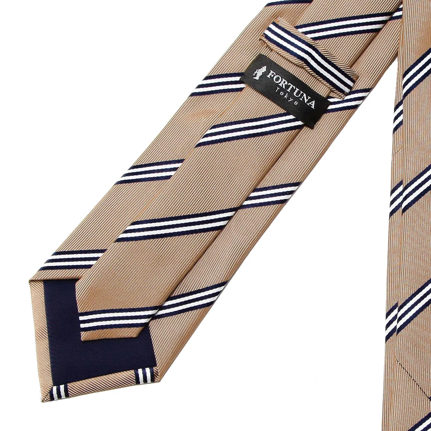 Men’s Jacquard Woven 100% Nishijin Kyoto Silk Tie -07. Be Gentle Striped Pattern Made in Japan