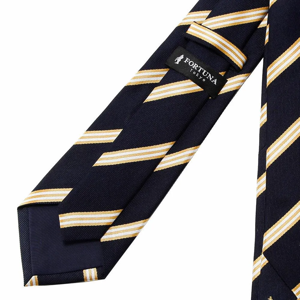 Men’s Jacquard Woven 100% Nishijin Kyoto Silk Tie -07. Be Gentle Striped Pattern Made in Japan