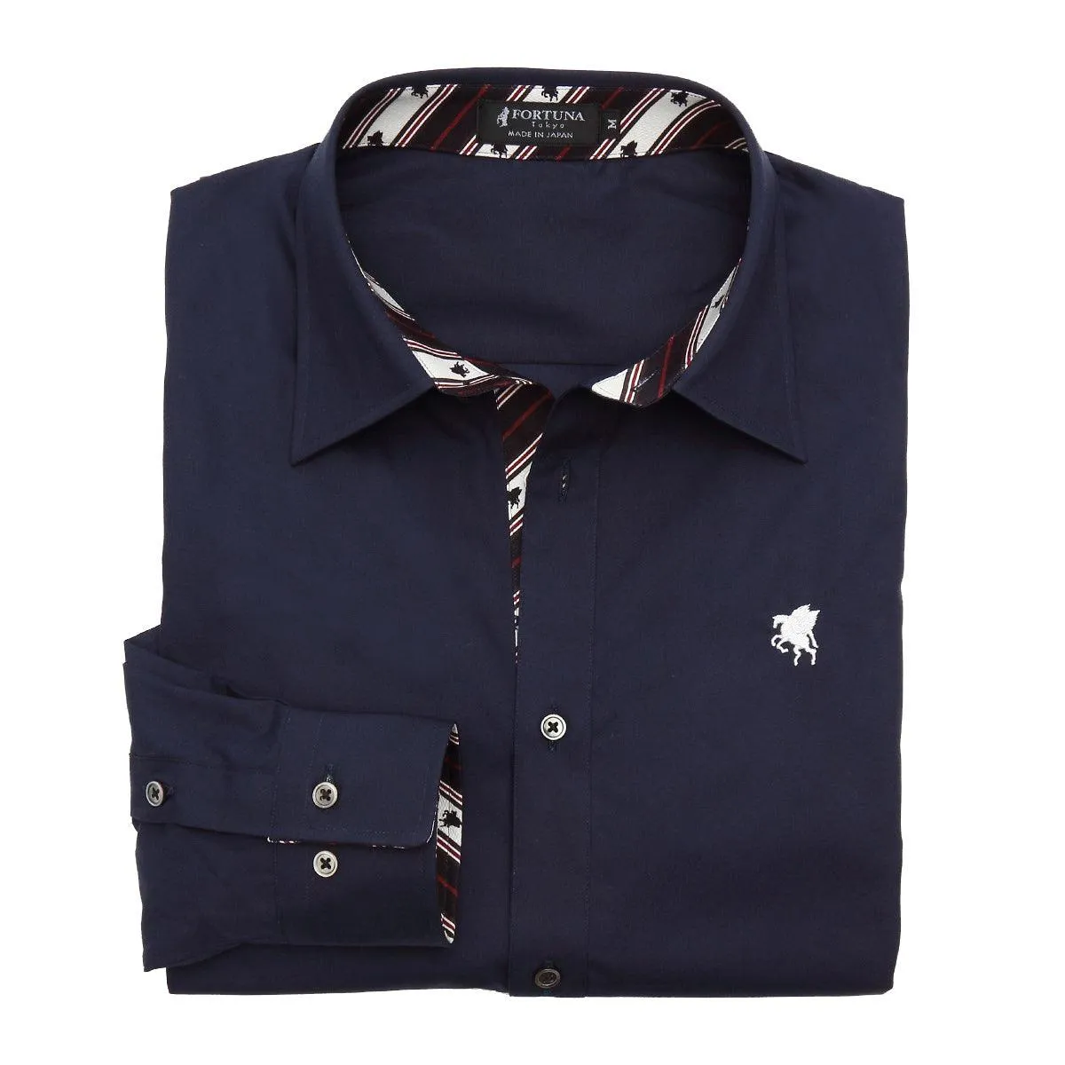 Men’s Long Sleeve Regular Fit Cotton Dress Shirt -13. Miracle Pegasus Design Made in Japan