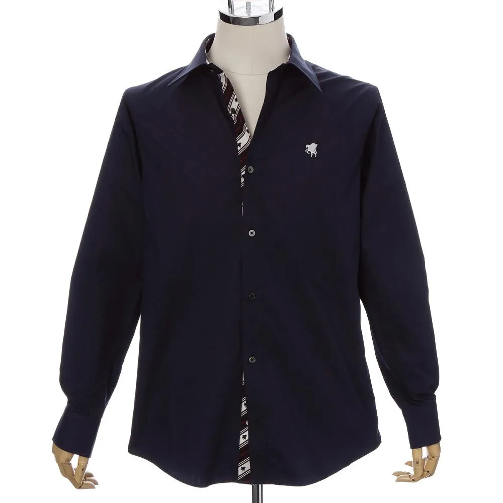 Men’s Long Sleeve Regular Fit Cotton Dress Shirt -13. Miracle Pegasus Design Made in Japan