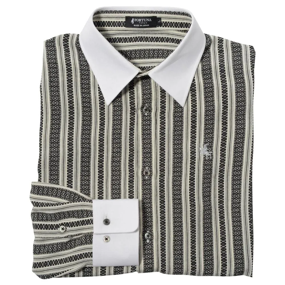 Men’s Long Sleeve Regular Fit Crepe Dress Shirt -19. MASAMUNE Date Made in Japan
