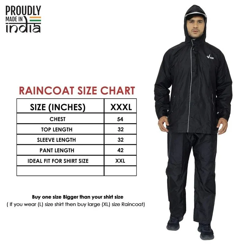 Men's Raincoat - Reversible, Waterproof, Adjustable Hood | Includes Zipper Bag | Black | 2XL