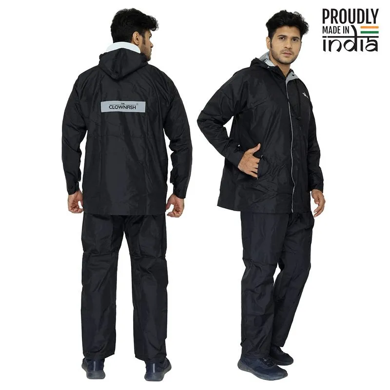 Men's Raincoat - Reversible, Waterproof, Adjustable Hood | Includes Zipper Bag | Black | 2XL