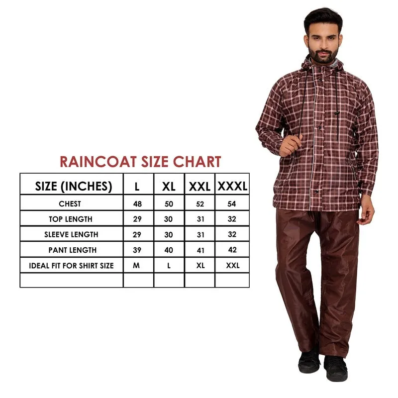 Men's Rainwear - Waterproof Reversible Raincoat with Reflector | Adjustable Hood | XX-Large | Royal Brown