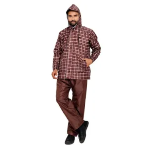 Men's Rainwear - Waterproof Reversible Raincoat with Reflector | Adjustable Hood | XX-Large | Royal Brown