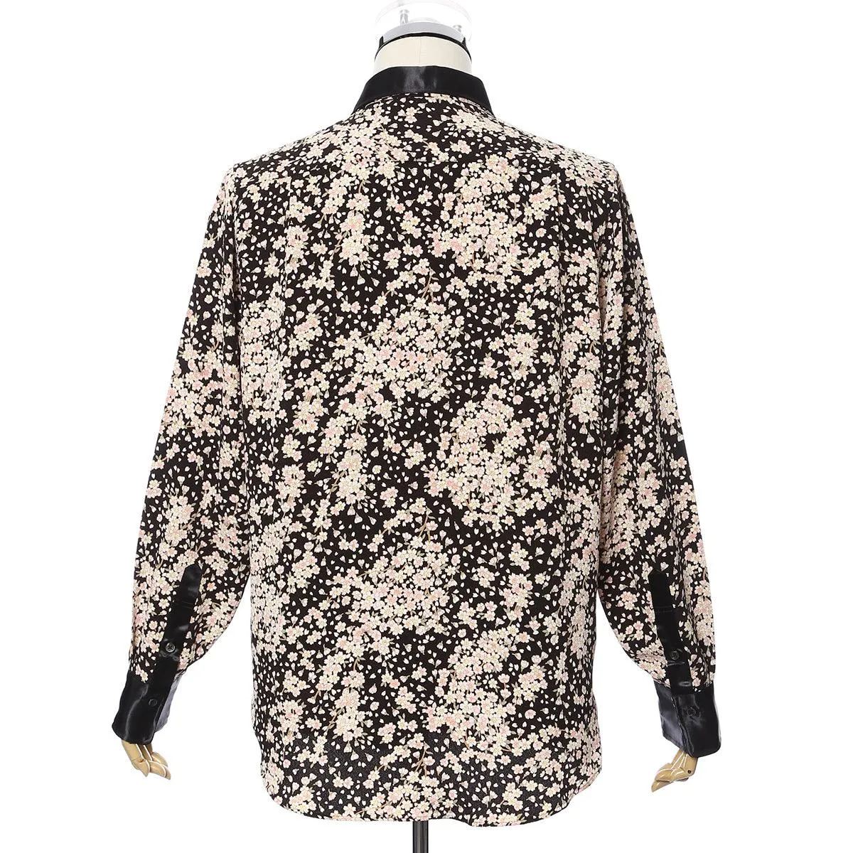 Men’s Unisex Sakura Crepe Dress Shirt Long Sleeve -16. Samurai Cherry Blossoms Pattern Made in Japan