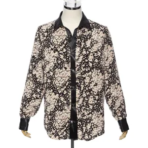 Men’s Unisex Sakura Crepe Dress Shirt Long Sleeve -16. Samurai Cherry Blossoms Pattern Made in Japan