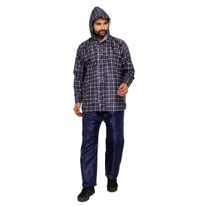 Men's Waterproof Reversible Raincoat with Reflector | Top & Bottom Set | XXX-Large | Royal Blue