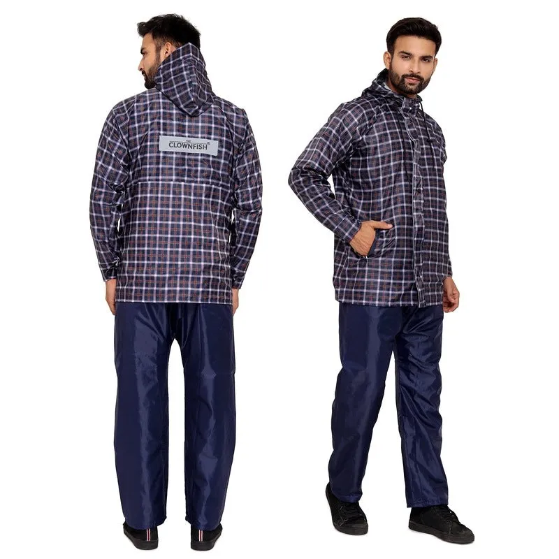 Men's Waterproof Reversible Raincoat with Reflector | Top & Bottom Set | XXX-Large | Royal Blue