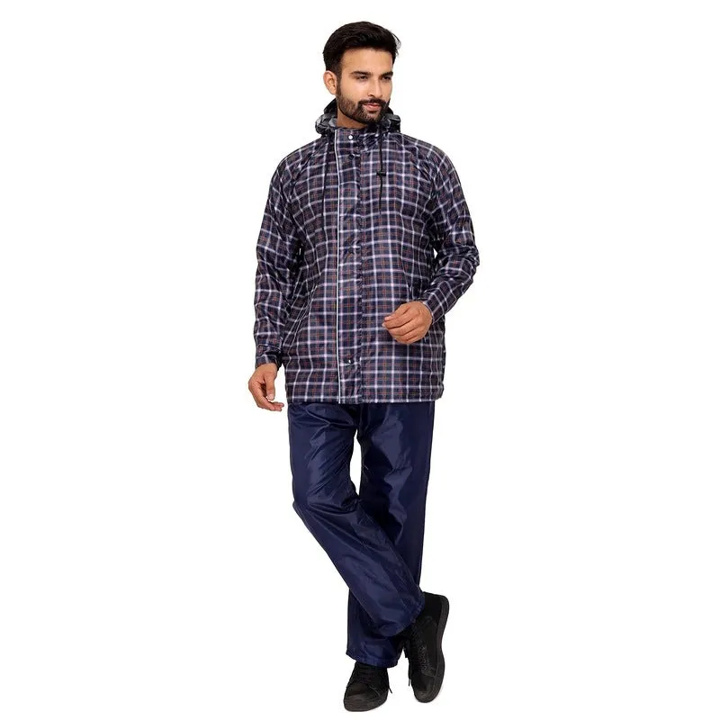 Men's Waterproof Reversible Raincoat with Reflector | Top & Bottom Set | XXX-Large | Royal Blue