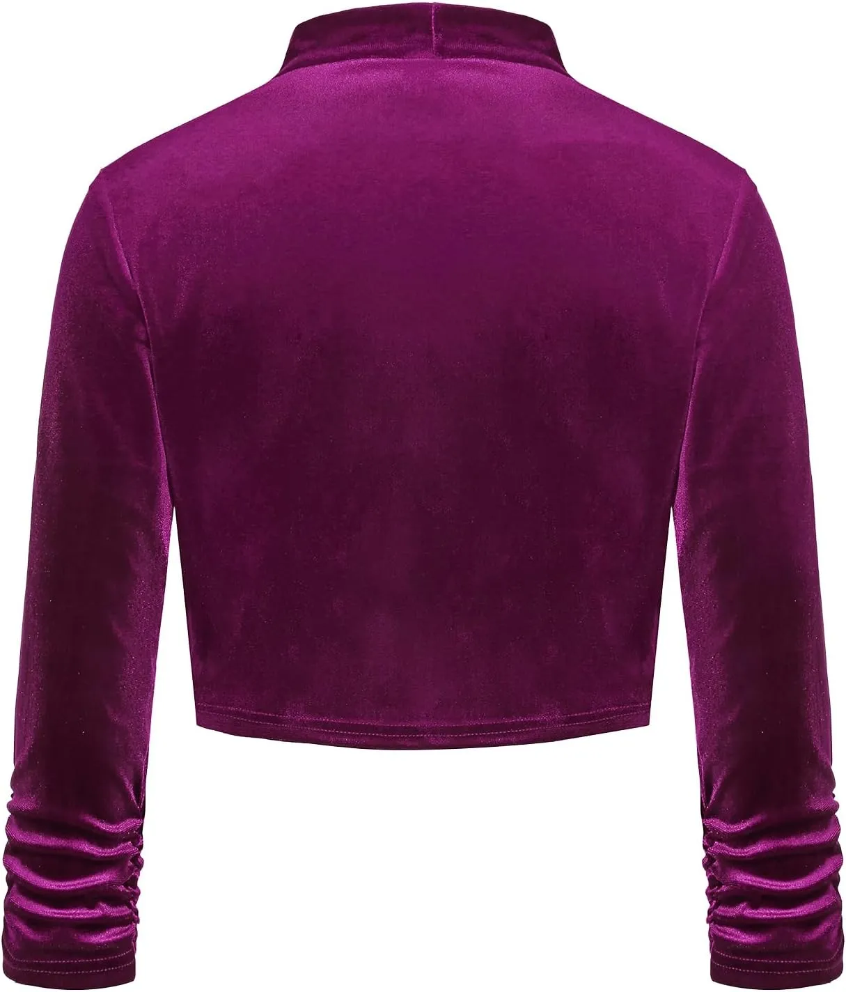 MINTLIMIT Women's Velvet Bolero Shrugs for Dresses Ruched 3/4 Sleeve Open Front Cocktail Party Cropped Cardigan