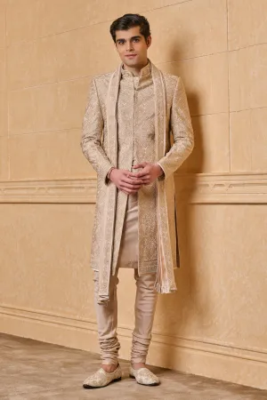 Nude All Over Embroidered Sherwani