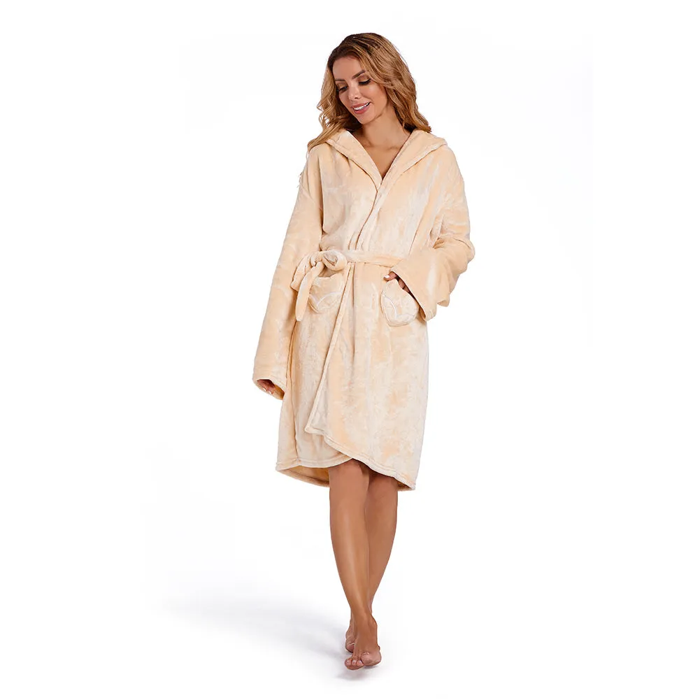 OLAOLA Women Adult Fennec Fox Animal Onesie Plush Bathrobe Soft Flannel Warm Home Robe