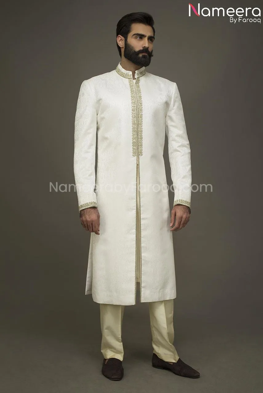 Pakistani Embroidered Groom Sherwani Dress 2021 #GR41