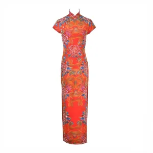 【PEONY】 Haute Couture 100% Silk Crystal Cheongsam (Cap Sleeve)