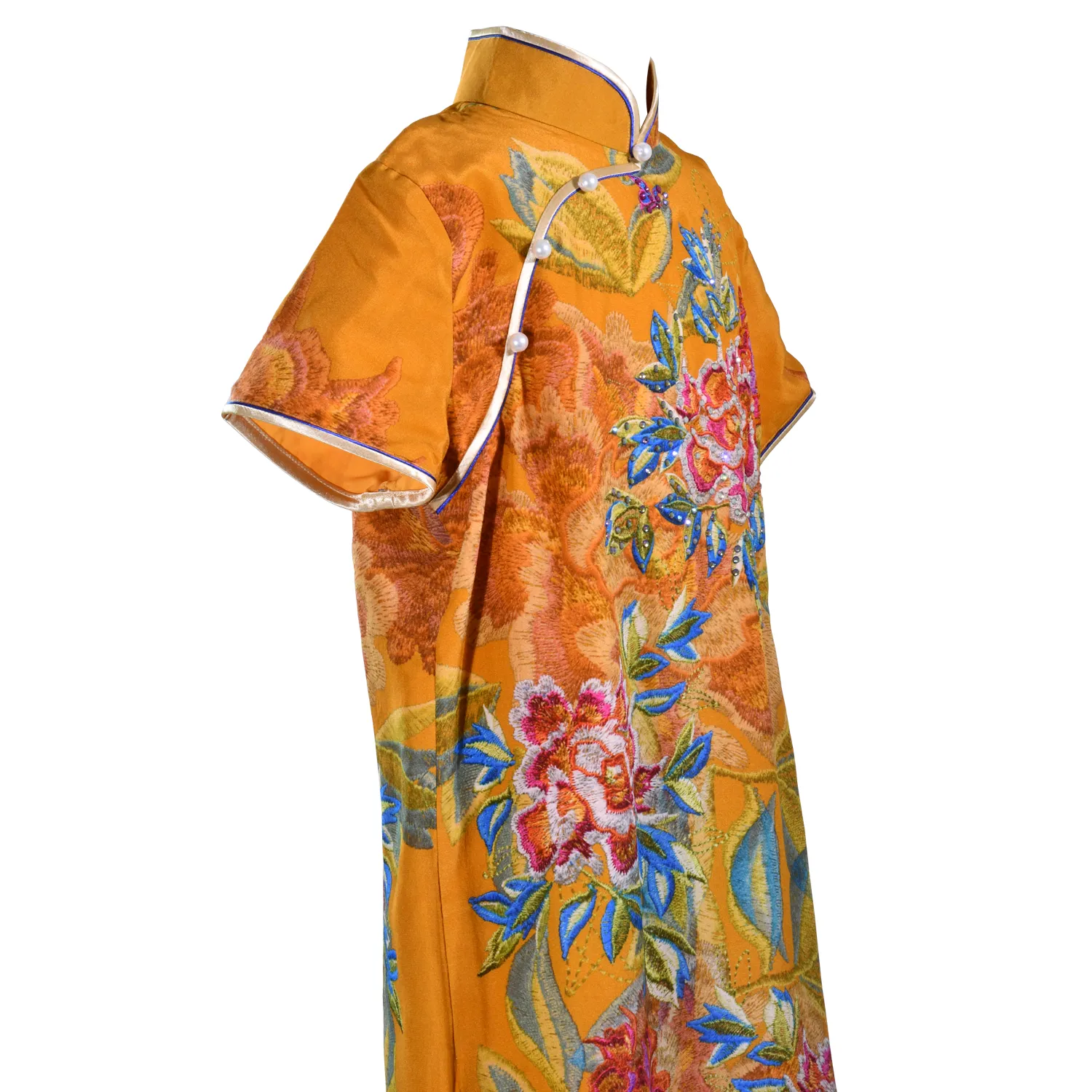 【PEONY】100% Silk Cheongsam with Crystals-Junior