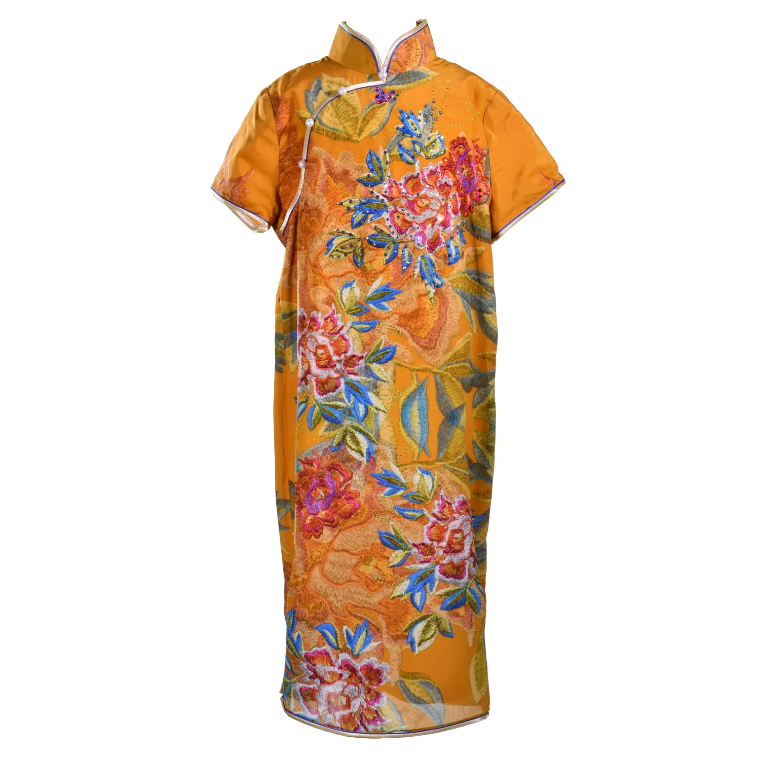 【PEONY】100% Silk Cheongsam with Crystals-Junior