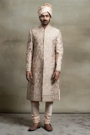 Pink All Over Embroidered Sherwani