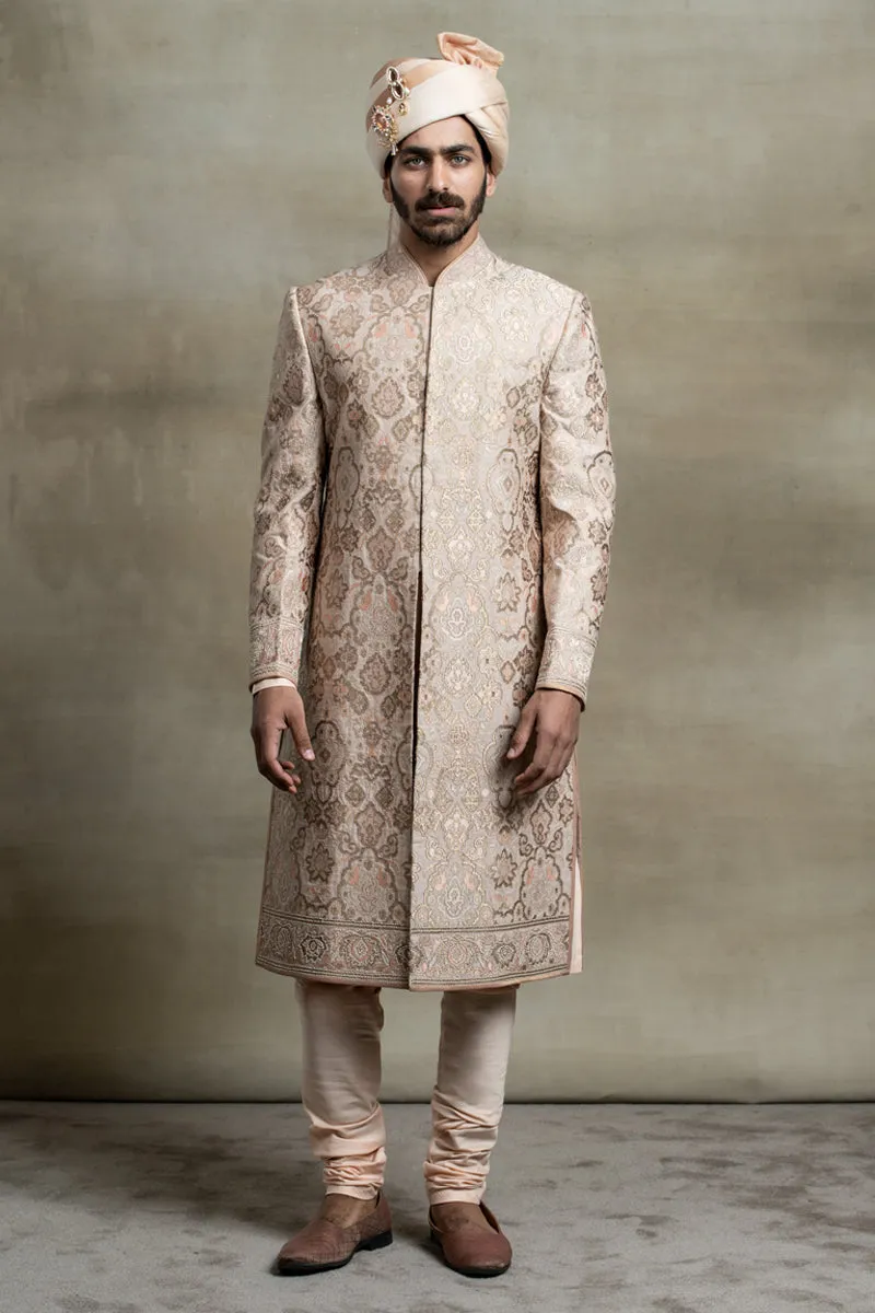 Pink All Over Embroidered Sherwani
