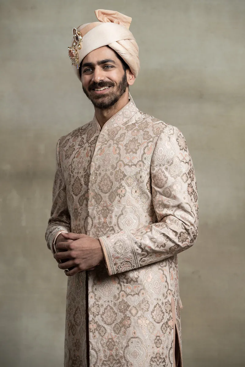 Pink All Over Embroidered Sherwani