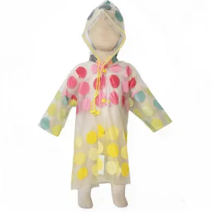 Pink & Yellow Polka Dot Transparent Hooded Raincoat
