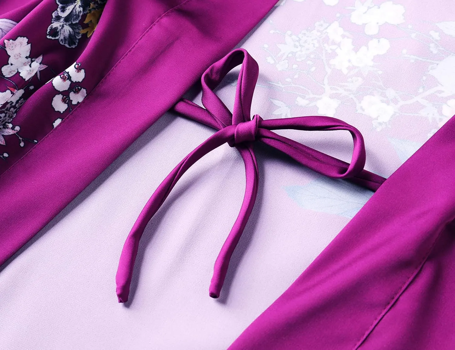 PRODESIGN Kimono Robe for Women - Long Satin Sleepwear Silky Kimono Cover-Up Nightgown Japanese Bathrobe Loungewear Blouse