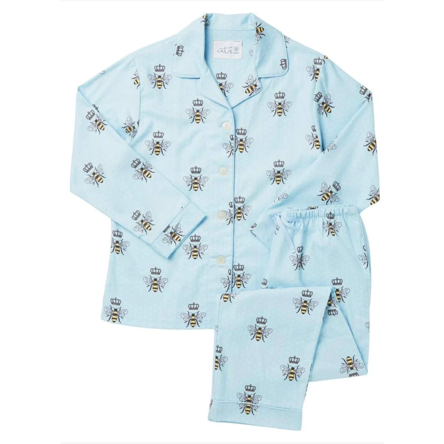 Queen Bee Flannel PJ Set In Blue