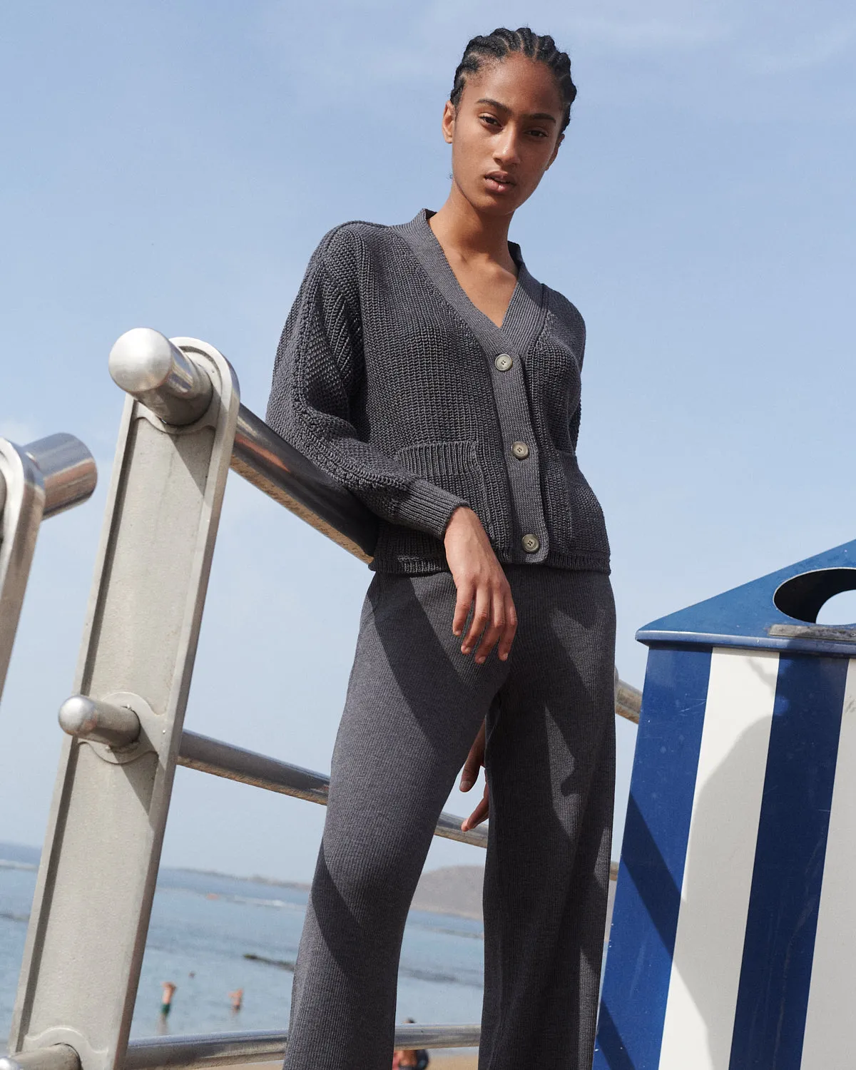 Rib Lounge Merino Wool Pants Charcoal Grey