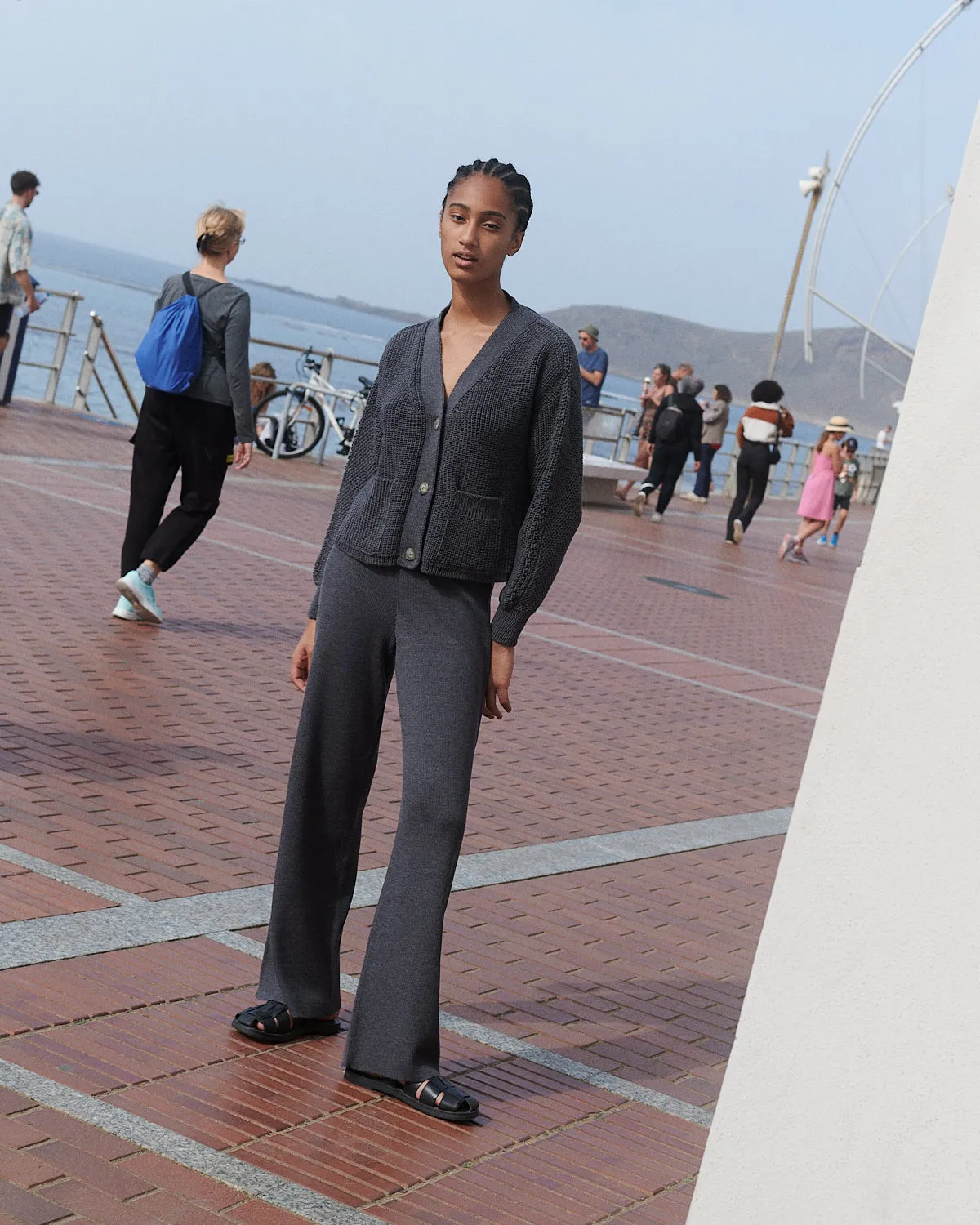 Rib Lounge Merino Wool Pants Charcoal Grey