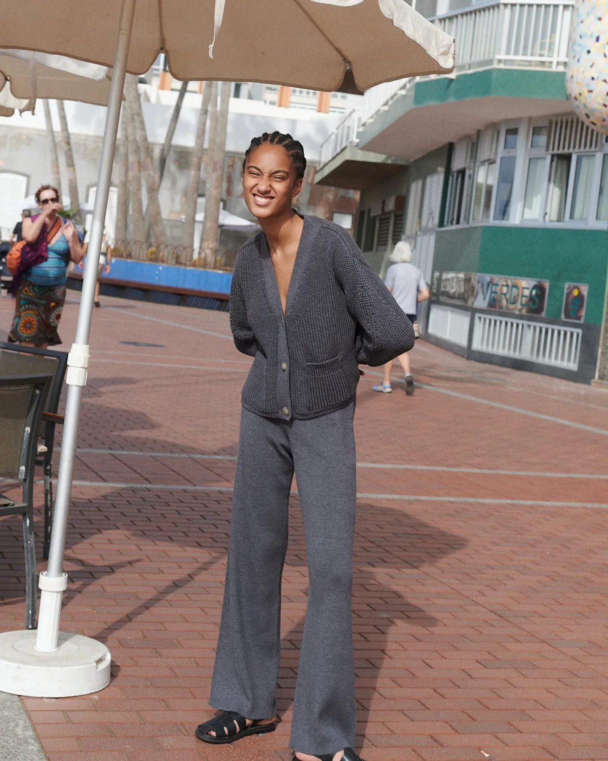 Rib Lounge Merino Wool Pants Charcoal Grey