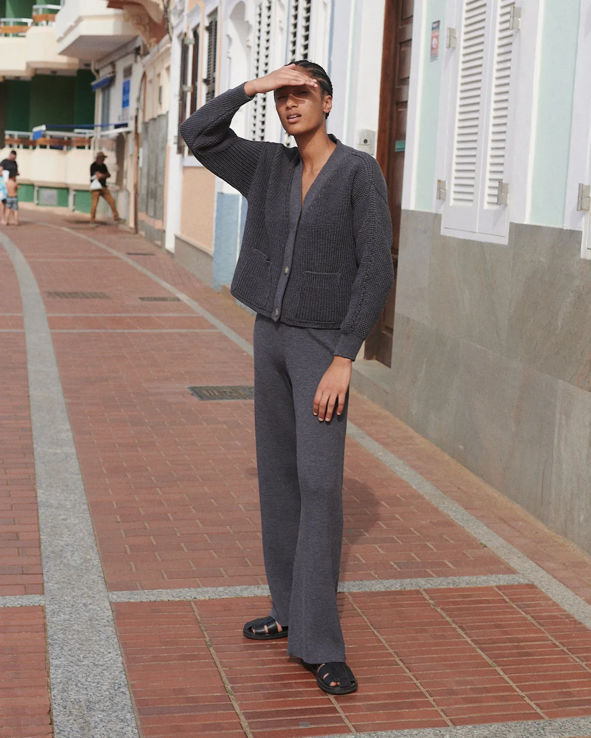 Rib Lounge Merino Wool Pants Charcoal Grey