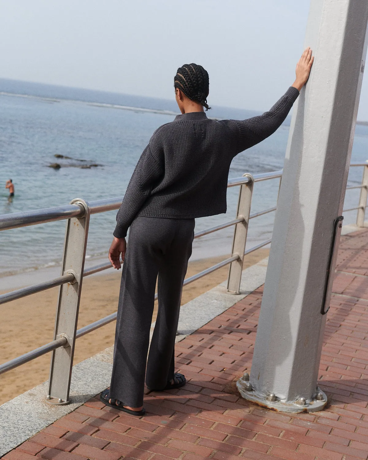 Rib Lounge Merino Wool Pants Charcoal Grey