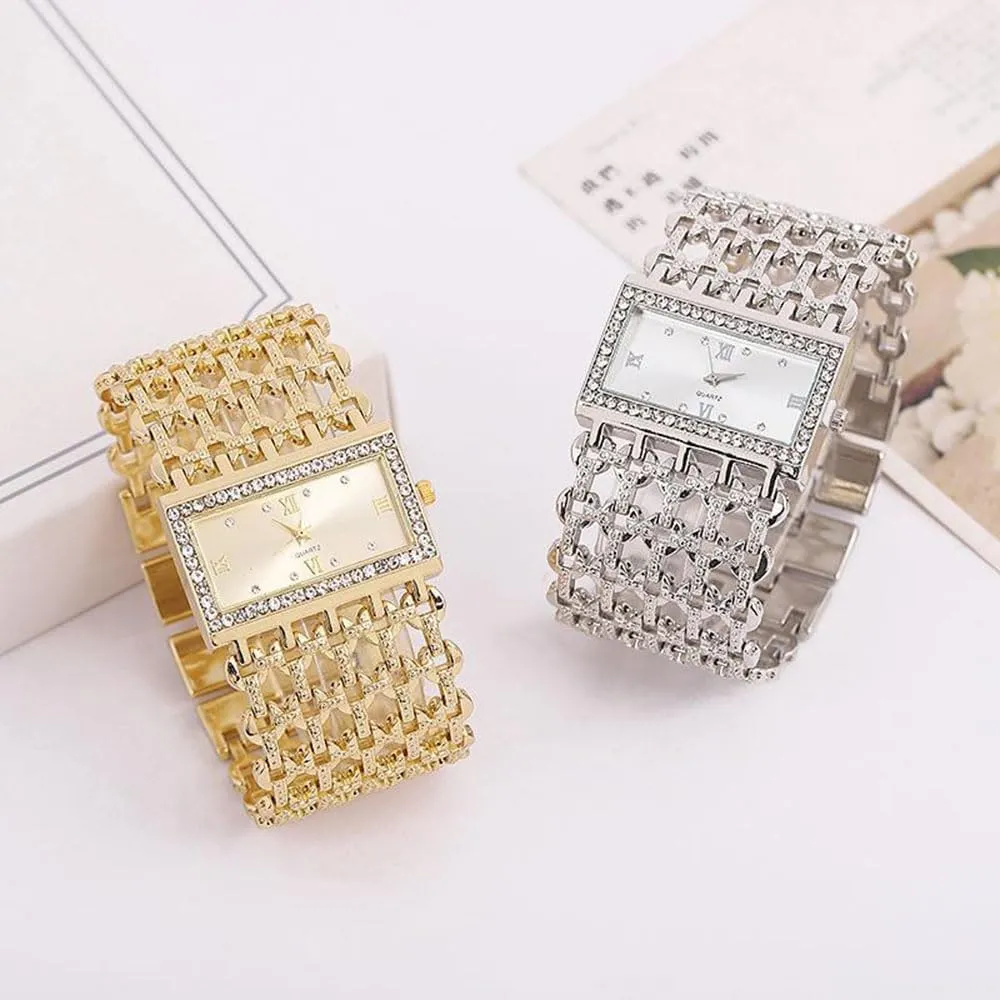 SENRUD Fashion Cuff Bracelet Watches for Women Luxury Rectangular Dial Analog Quartz Wrist Watch Gifts for Ladies