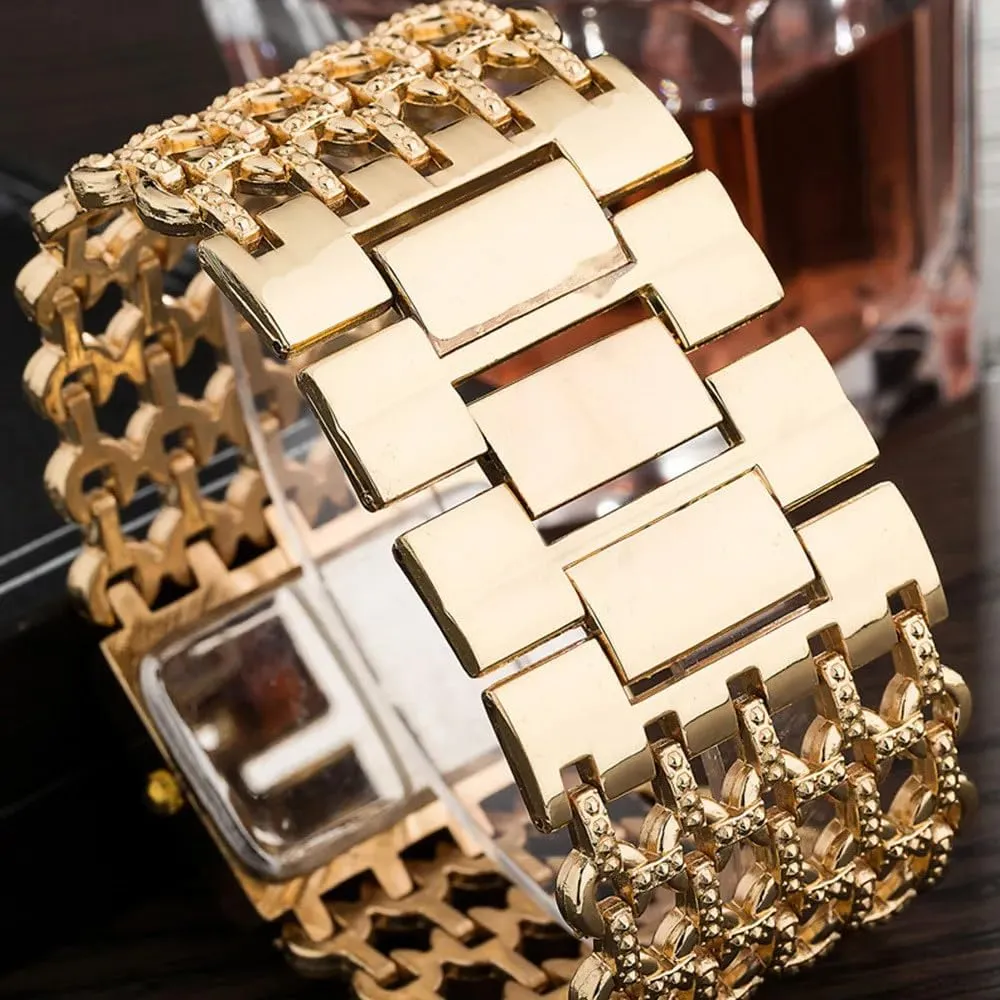SENRUD Fashion Cuff Bracelet Watches for Women Luxury Rectangular Dial Analog Quartz Wrist Watch Gifts for Ladies
