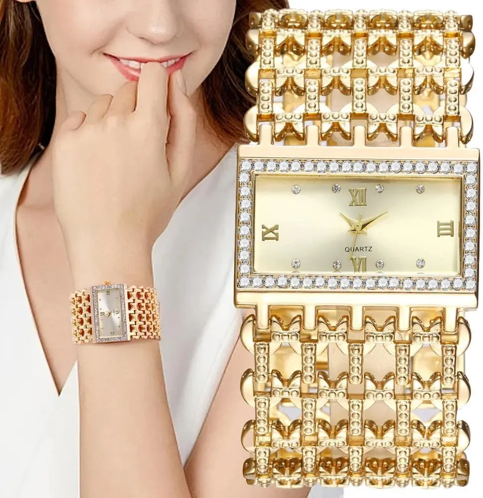 SENRUD Fashion Cuff Bracelet Watches for Women Luxury Rectangular Dial Analog Quartz Wrist Watch Gifts for Ladies