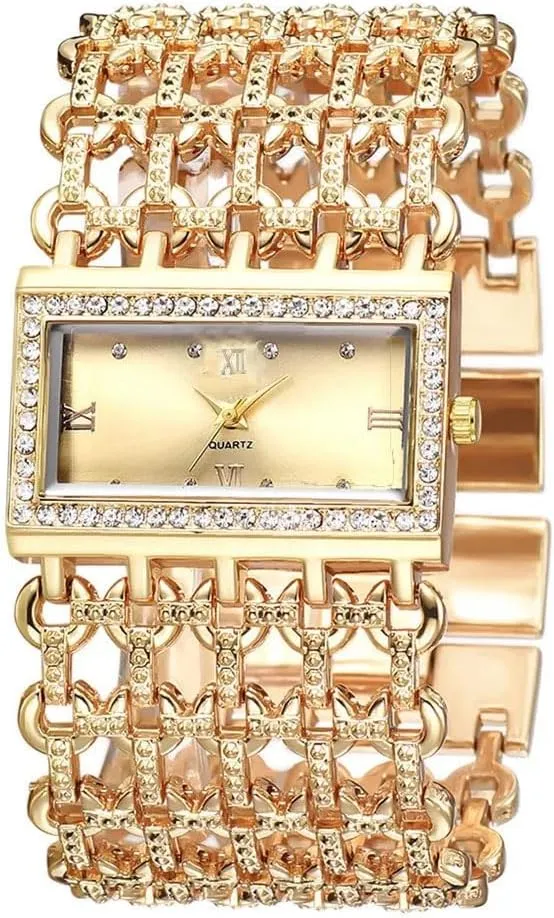 SENRUD Fashion Cuff Bracelet Watches for Women Luxury Rectangular Dial Analog Quartz Wrist Watch Gifts for Ladies
