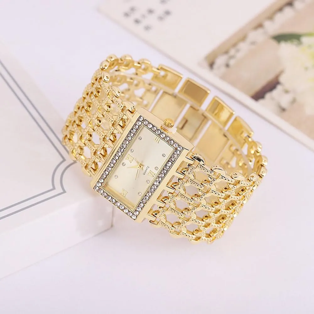 SENRUD Fashion Cuff Bracelet Watches for Women Luxury Rectangular Dial Analog Quartz Wrist Watch Gifts for Ladies
