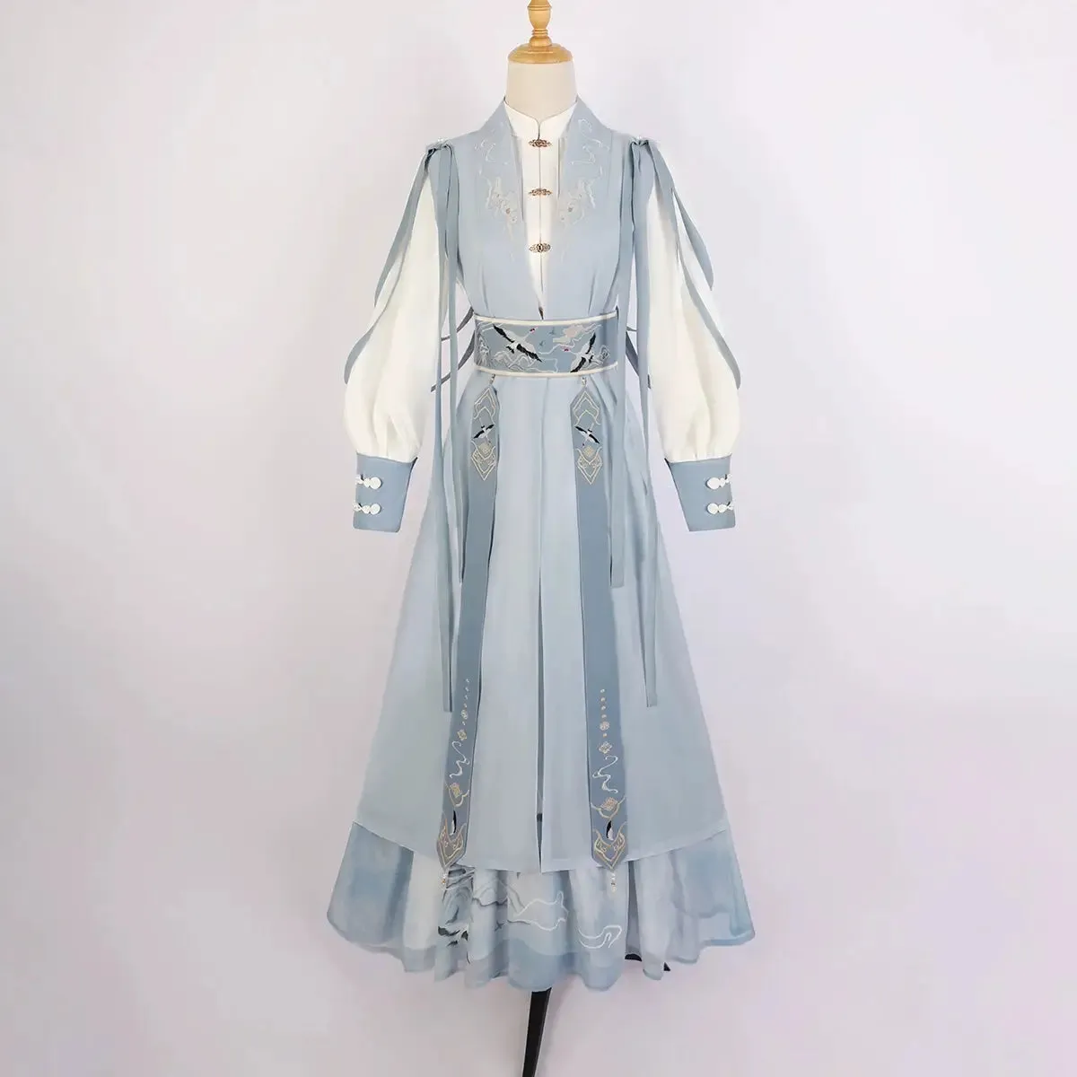 Shanjian Ming Hanfu, light blue ink painting style super immortal ancient clothing