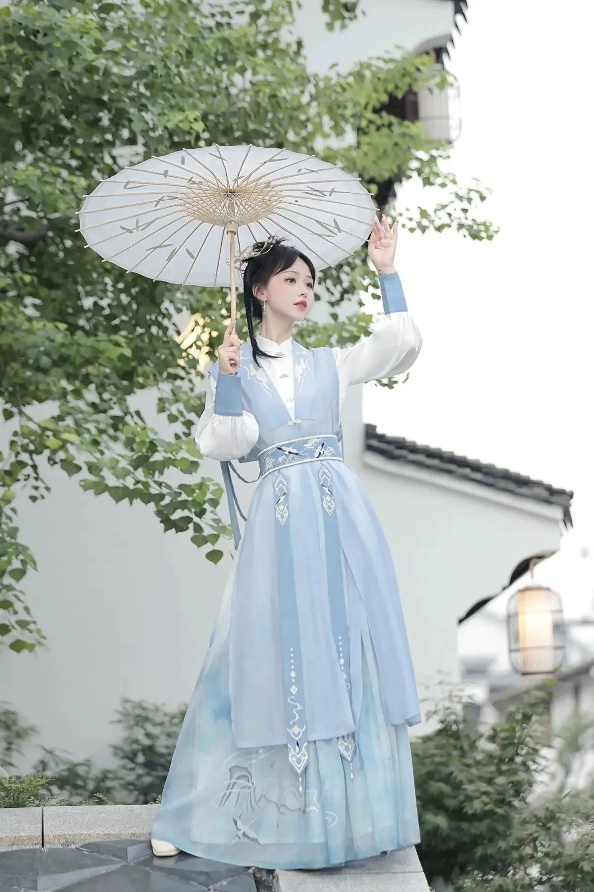 Shanjian Ming Hanfu, light blue ink painting style super immortal ancient clothing