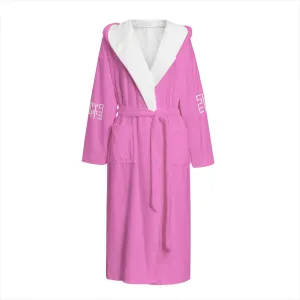 Sixty Eight 93 Logo White Pink Unisex Flannel Hooded Bathrobe