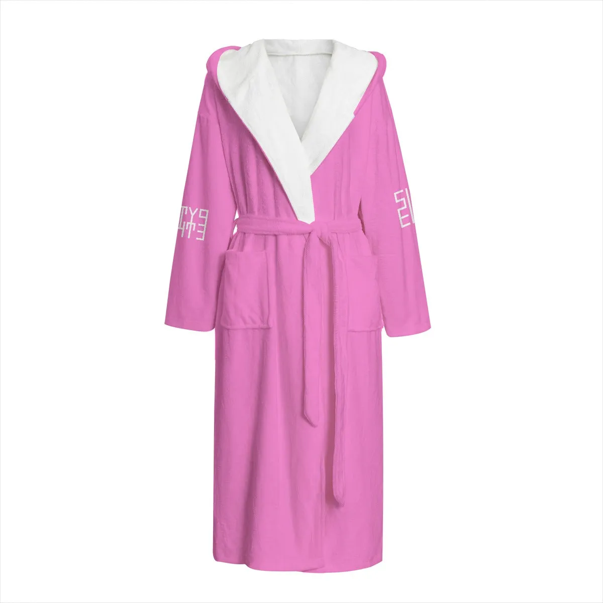 Sixty Eight 93 Logo White Pink Unisex Flannel Hooded Bathrobe