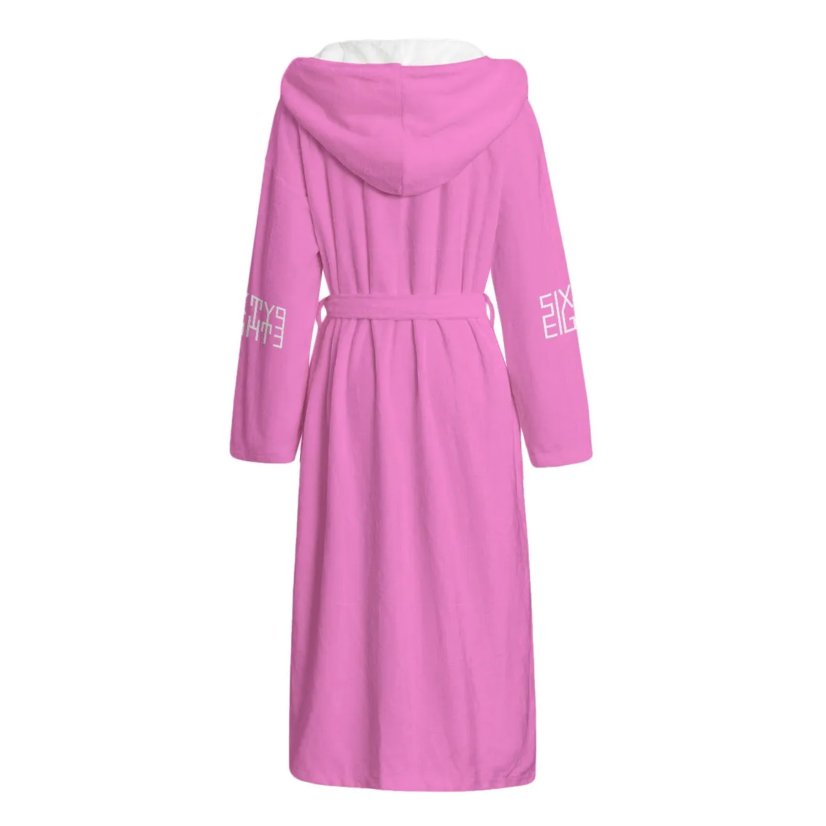 Sixty Eight 93 Logo White Pink Unisex Flannel Hooded Bathrobe