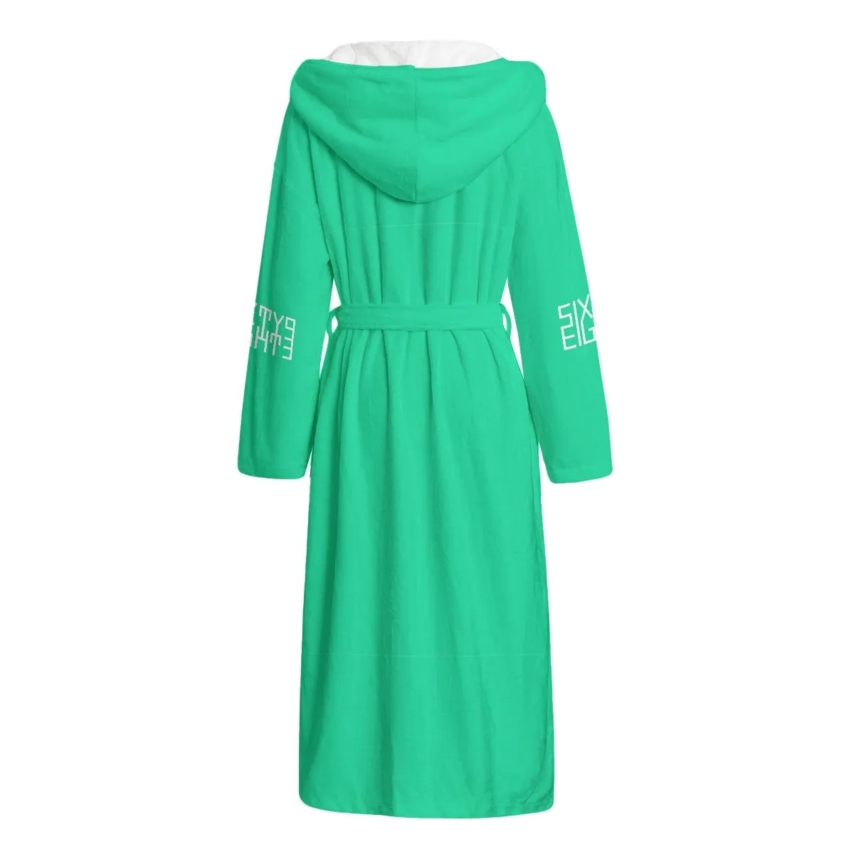 Sixty Eight 93 Logo White Sea Green Unisex Flannel Hooded Bathrobe