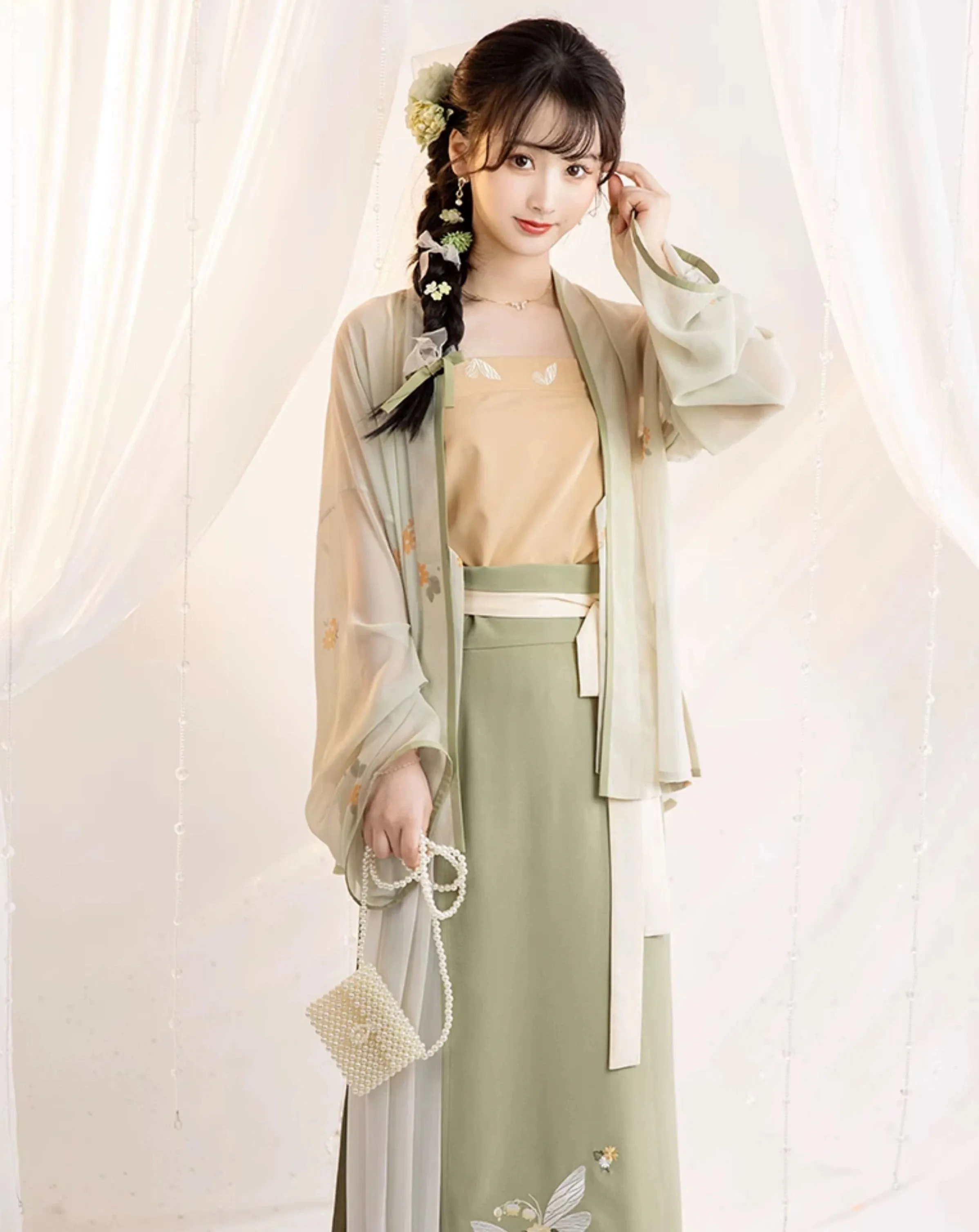 Song Dynasty | Casual Hanfu Summer Green Suit Skirt